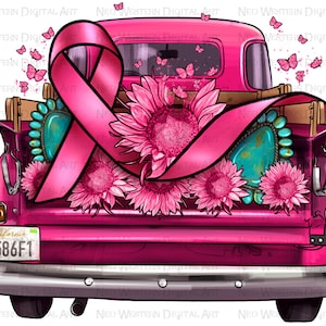 Cancer Awareness truck png sublimation design download, Breast Cancer png, Cancer Awareness png, pink truck png, sublimate designs download