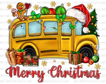Wesołych Świąt Szkolny Autobus png sublimacja projekt, Powrót do szkoły png, ręcznie rysowany szkolny autobus png, szkoła png, sublimacja projektów do pobrania