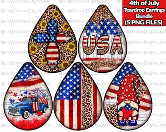 4 juli traan oorbellen bundel png sublimatie ontwerp download, Independence Day png, USA oorbellen png, sublimeer ontwerpen download