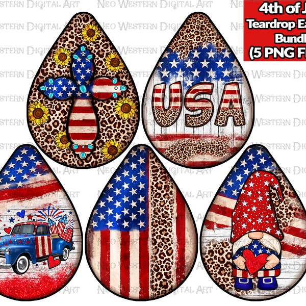 4th of July teardrop earrings bundle png sublimation design download, Independence Day png, USA earrings png, sublimate designs download