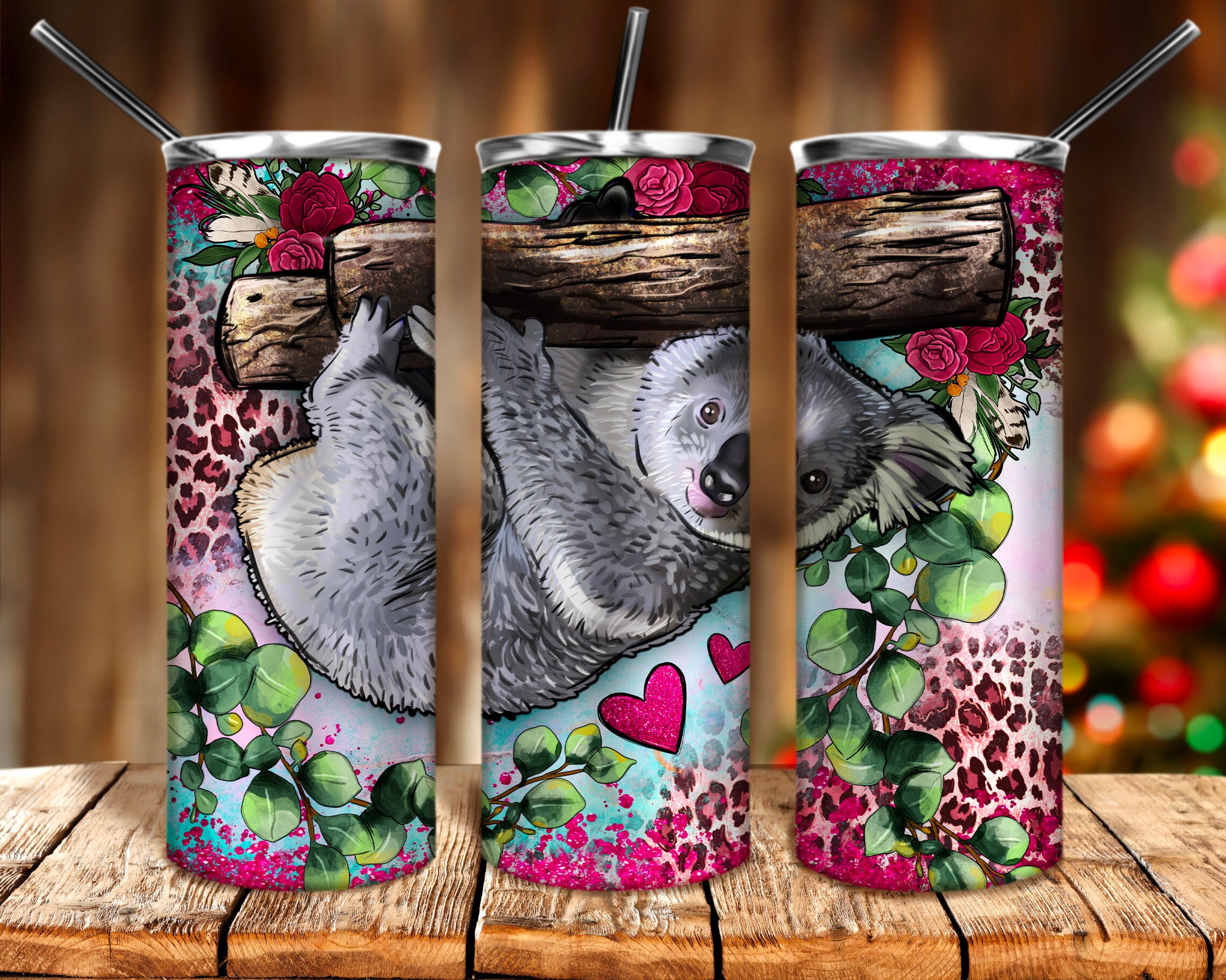 Koala Leopard 20oz Tumbler Png Sublimation Design Download, Koala