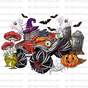 Spooky monster truck Halloween png sublimation design download, Happy Halloween png, spooky season png, sublimate designs download