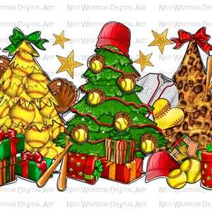 Softball Christmas tree png sublimation design download, western Christmas png, Christmas Softball png, sublimate designs download