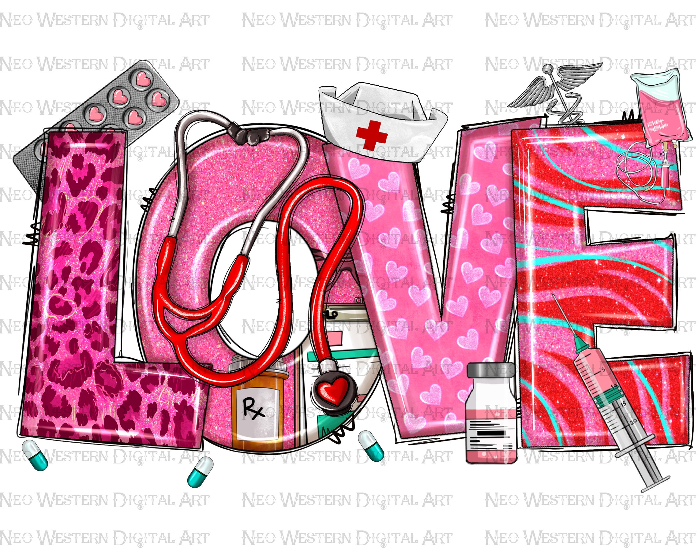 Valentine's Day Love Nurse Png Sublimation Design Download, Valentine's ...