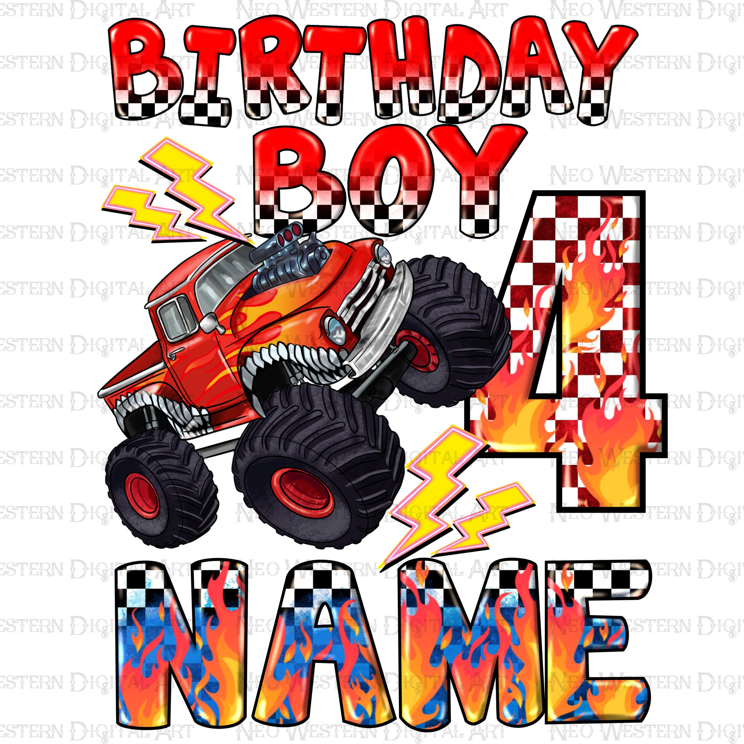 ミュージック 5th year birthday live Personalized Birthday Boy (name and Age) Png, Monster Truck