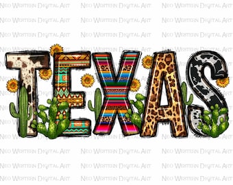 Texas cactus sunflower png sublimation design download, Texas png, Texas State png, western Texas png, sublimate designs download
