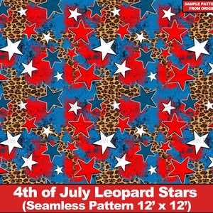 4 de julio leopardo estrellas papel digital sin costuras, bandera de EE.UU. patrón digital sin costuras, álbum de recortes, papel de álbum de recortes imprimible, textil / tela