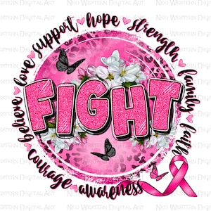 Kampf Brustkrebs png Sublimation Design herunterladen, Brustkrebs png, Cancer Awareness png, rosa Schleife png, sublimieren designs download