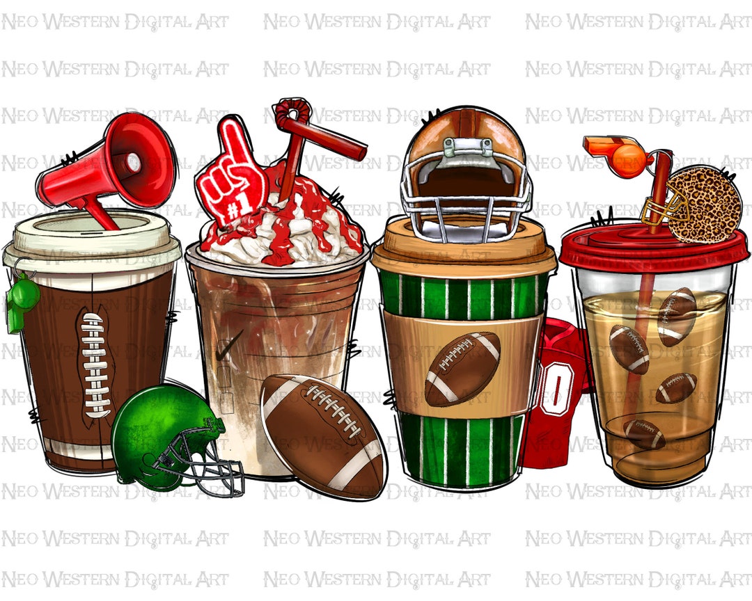 American Football Coffee Drinks Png Sublimation Design, Football Coffee