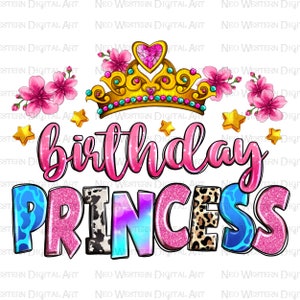 Birthday princess png sublimation design download, birthday party png, western princess png, birthday girl png, sublimate designs download