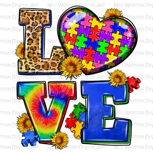 Autism love png sublimation design download, Autism awareness png, Autism life png, Autism png, sublimate designs download