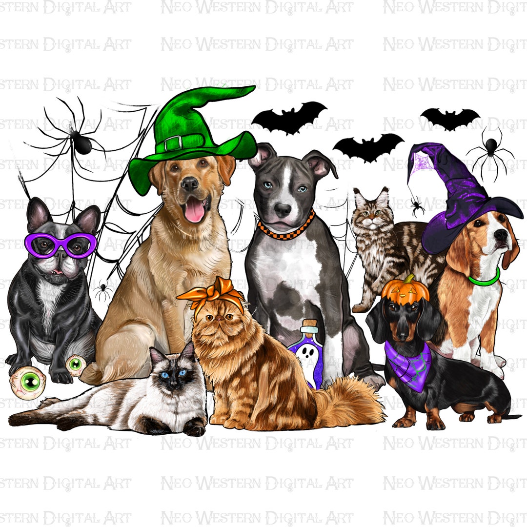 Halloween Dogs and Cats Png Sublimation Design Download, Halloween Png ...