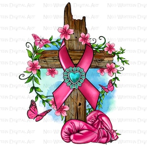 Breast Cancer cross png sublimation design download, Cancer Awareness png, Cancer ribbon png, wooden cross png, sublimate designs download