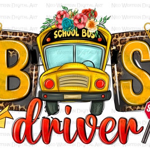 Bus driver with School bus png sublimation design, back to School png, school bus png, bus driver png, sublimate designs download