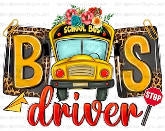 Bus driver with School bus png sublimation design, back to School png, school bus png, bus driver png, sublimate designs download