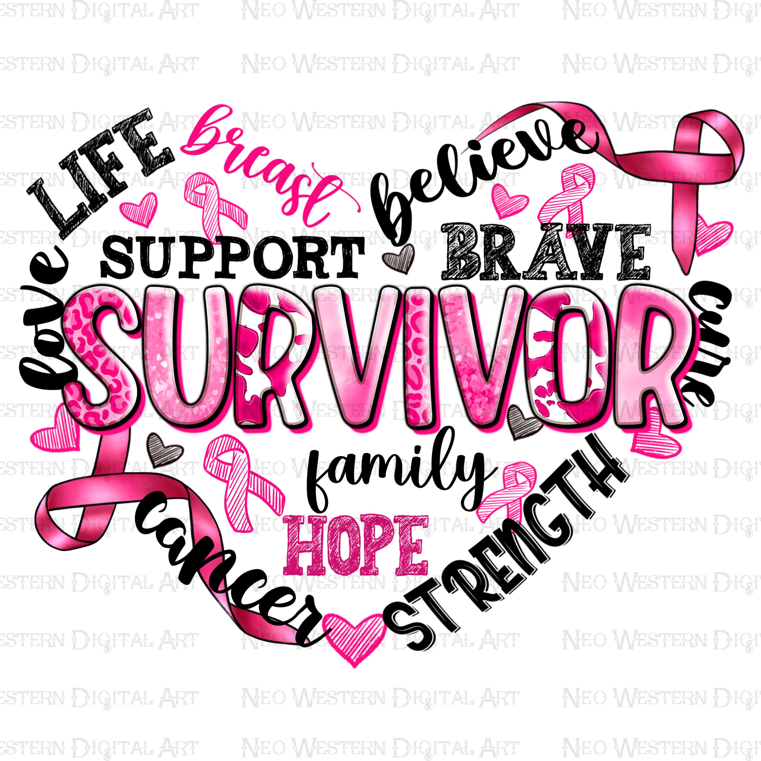 Breast Cancer Survivor Heart Png Sublimation Design Download, Breast Cancer  Png, Cancer Awareness Png, Pink Ribbon Png, Sublimate Download - Etsy, image size:2500x2500