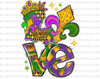 Love Mardi Gras Louisiana png sublimation design, Mardi Gras png, Love Louisiana png, western Mardi Gras png, sublimate designs download