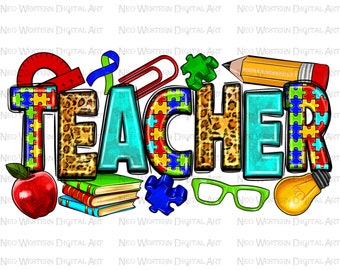 Autism Teacher png sublimation design download, Autism awareness png, Autism puzzle pieces png, western Teacher png, sublimate download