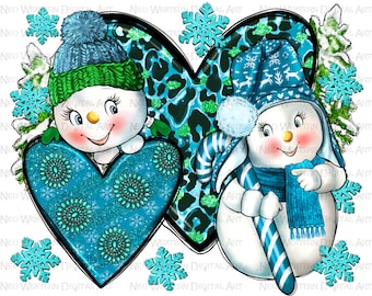 Winter snowman hearts sublimation design download, hello winter png, winter vibes png, winter snowmen png, sublimate design download