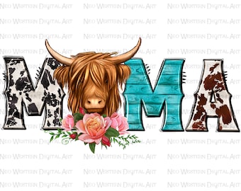 Mama Longhaired Cow png sublimation design download, Mama png, Longhaired Cow png, Mama Cow png, western Mama png,sublimate designs download