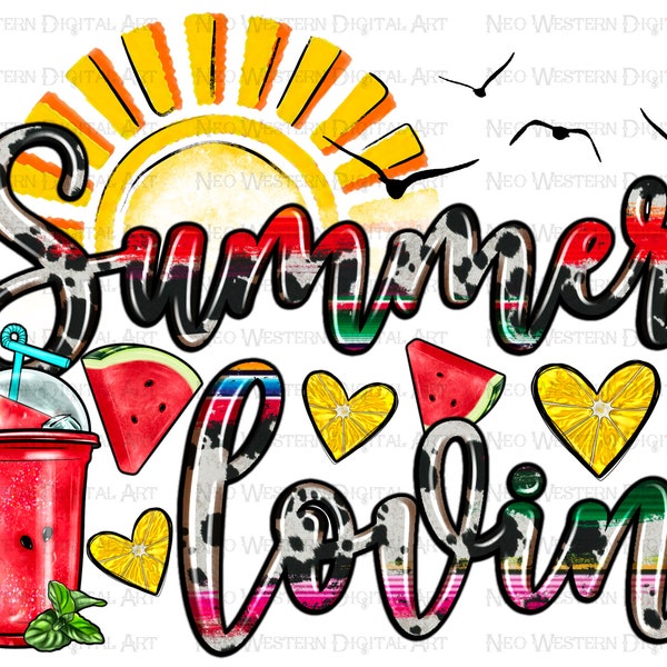 Summer lovin' png sublimation design download, summer png design, hello summer png, summer fruit png, sublimate designs download