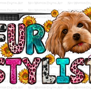 Fur stylist png sublimation design download, animal hair hairdresser png, hair boss png, hairstylist png, sublimate designs download