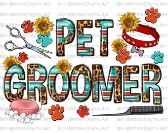 Pet groomer png sublimation design download, animal love png, groomer png, western pet groomer png, sublimate designs download