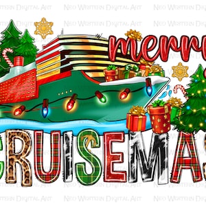 Merry Cruisemas png sublimación diseño descarga, Navidad png, Cruisemas png, barco de Navidad png, sublimar diseños descargar