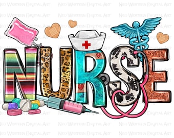 Western Nurse png sublimation design download, Nurse png design, Nurse life png, Nursing png, sublimate designs download