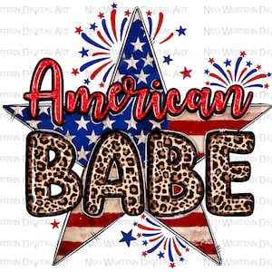 Amerikanisches Babe png Sublimation Design download, 4. Juli png, Unabhängigkeitstag png, USA Flagge Stern png, Sublimate Designs download