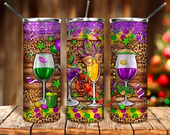 Mardi Gras wine glasses 20oz tumbler png sublimation design download, Happy Mardi Gras png, Mardi Gras wine png, sublimate designs download