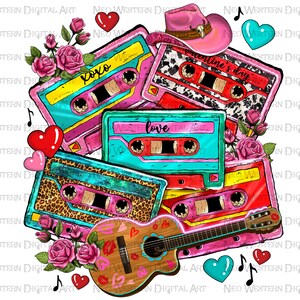 Western Valentine cassette png sublimation design download, Happy Valentine&#39;s png, Valentine&#39;s Day png, sublimate designs download