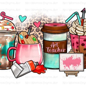Art Teacher coffee cups png sublimation design download, Teacher&#39;s Day png, Teacher life png, back to school png, sublimate designs download
