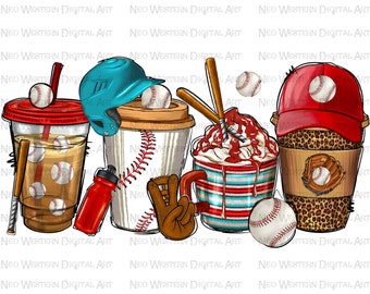 Bebidas de café de béisbol png diseño de sublimación, bebidas de café de béisbol png, béisbol png, taza de café de béisbol png, diseños sublimados descargar