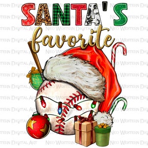 Santa&#39;s Favorite Baseball png sublimation design download, Christmas png, Christmas Baseball png, sublimate designs download