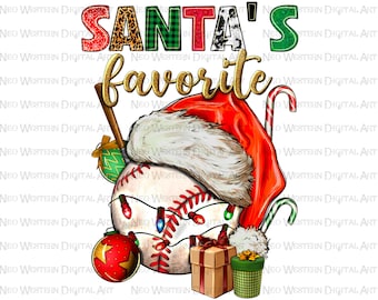 Santa's Favorite Baseball png sublimation design download, Christmas png, Christmas Baseball png, sublimate designs download