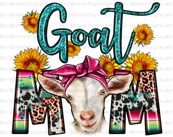 Goat Mom png sublimation design download, Mother's Day png, western mom png, goat png, cute animal png, sublimate designs download