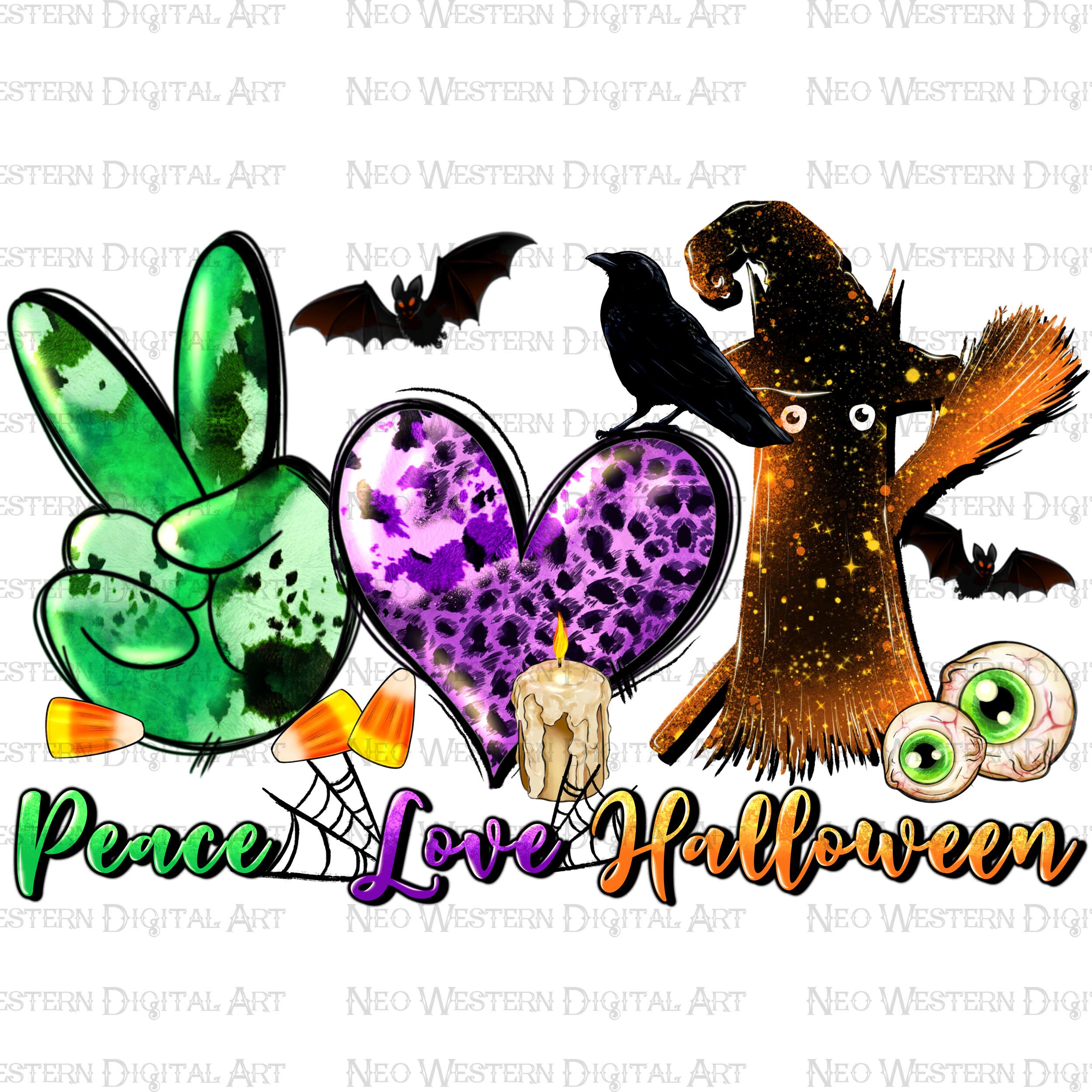 Peace Love Halloween Png Sublimation Design Download, Happy Halloween ...