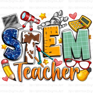 STEM Teacher png sublimation design download, Teacher&#39;s Day png, back to school png, Teacher love png, sublimate designs download
