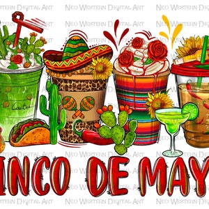 Cinco de Mayo Mexico koffiedranken png sublimatie ontwerp, Mexico png, Mexicaanse koffie kopjes png, sublimat ontwerpen downloaden