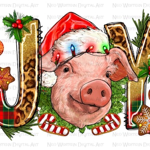 豚と喜びの png 昇華デザインのダウンロード、クリスマス png、クリスマス ウエスタン 豚 png、クリスマスの喜び png、昇華デザインのダウンロード