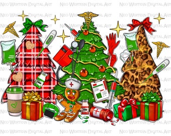 Nurse Christmas trees png sublimation design download, western Christmas png, Christmas Nurse png, Nurse png, sublimate designs download