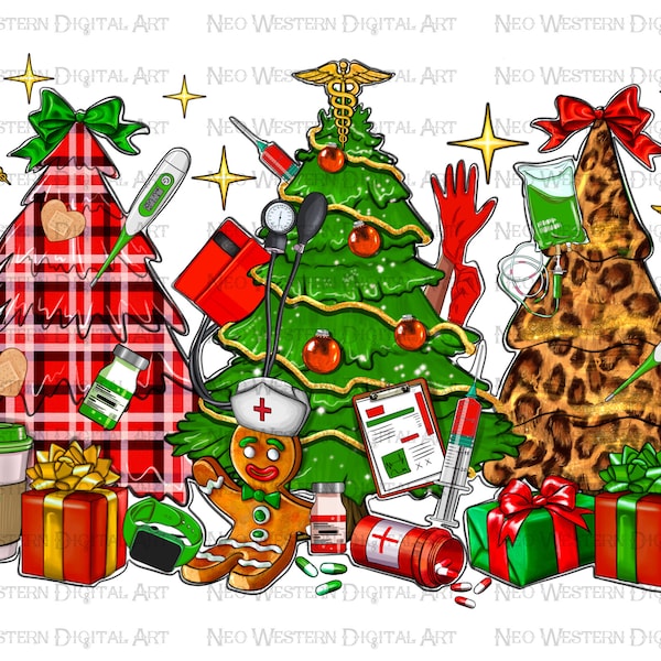 Nurse Christmas trees png sublimation design download, western Christmas png, Christmas Nurse png, Nurse png, sublimate designs download