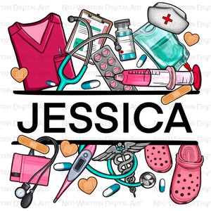 Custom name Nurse png sublimation design download, personalized name Nurse png, Nurse life png, Nursing png, sublimate designs download