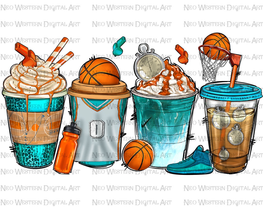 Basketball Coffee Drinks Png Sublimation Design, Basketball Coffee
