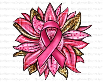 Breast Cancer sunflower png sublimation design download, Breast Cancer png, Cancer Awareness png, western sunflower png, sublimate download