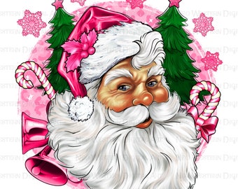 Pink Christmas Santa Claus png sublimation design download, Merry Christmas png, Happy New Year png, sublimate designs download