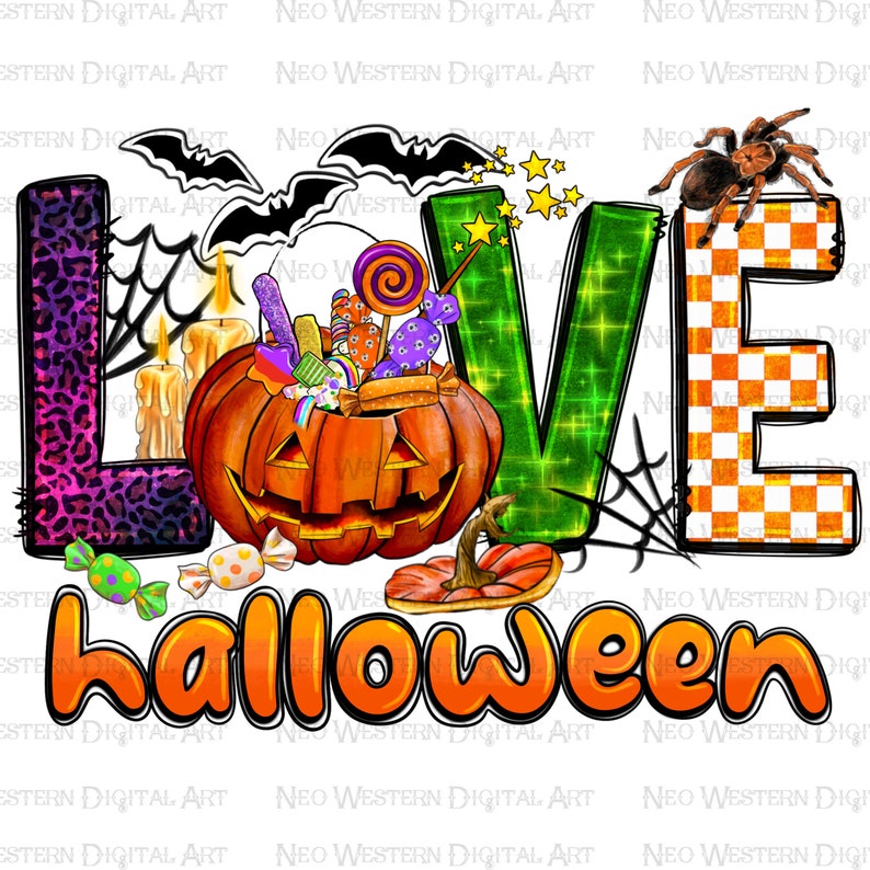 Love Halloween Png Sublimation Design Download, Happy Halloween Png ...