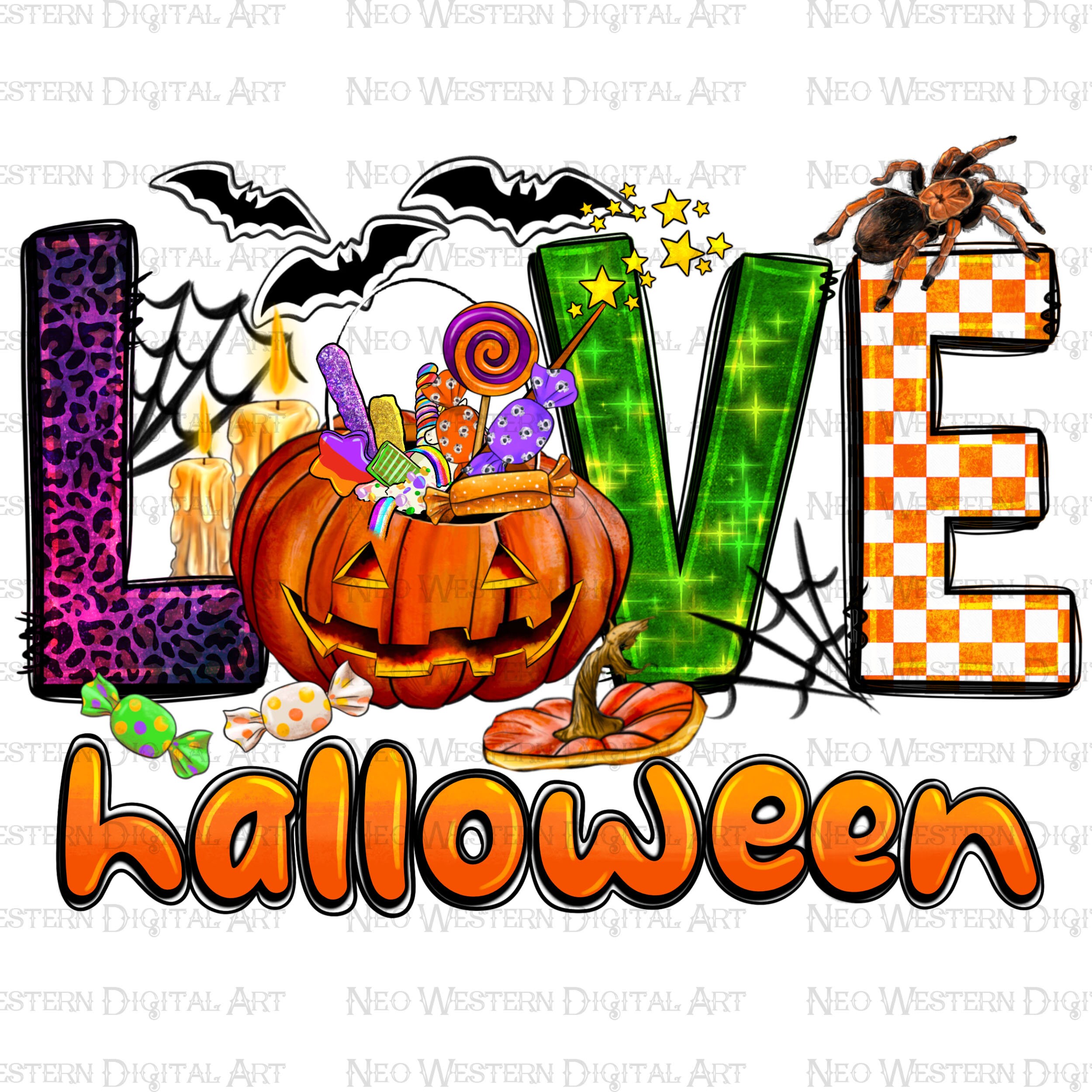 Love Halloween Png Sublimation Design Download, Happy Halloween Png ...