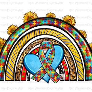Autism rainbow png sublimation design download, Autism awareness png, Autism life png, Autism love png, sublimate designs download
